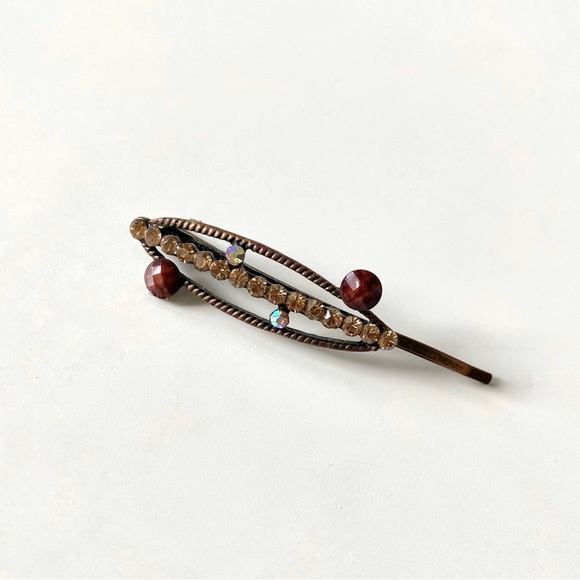 Vintage Costume Jewelry Rhinestone Studded Hair Pin - Picture 3 of 6